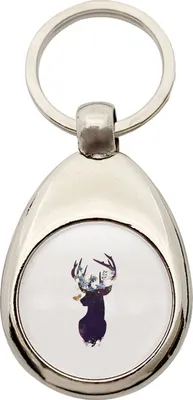 Produktbild von Huuraa Schlüsselanhänger Hirsch Silhouette Metall Schlüsselring Einkaufswagenchip Geschenkidee
