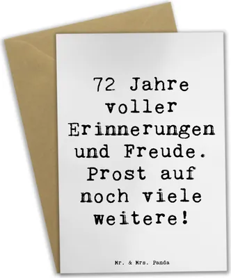 Produktbild von Mr. & Mrs. Panda valentinstagskarte Spruch 72. Geburtstag Glückwünsche - Weiß - Geschenk, hochzeitskarten, Liebe, osterkarte, Glückwunsch, Happy Birthday, Erinnerungen