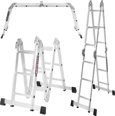 Produktbild von KRAFT&DELE | Mehrzweckleiter, mit Plattform, 346cm, 4x3, Multifunktionsleiter, Alu Vielzweckleiter, Klappleiter, Haushaltsleiter Max Belastung 150kg, Gelenkleiter, Klappleiter, Stehleiter, Aluleiter