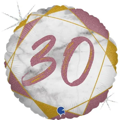 Produktbild von Folienballon zum 30. Geburtstag, Roségold-Marmor, 46 cm