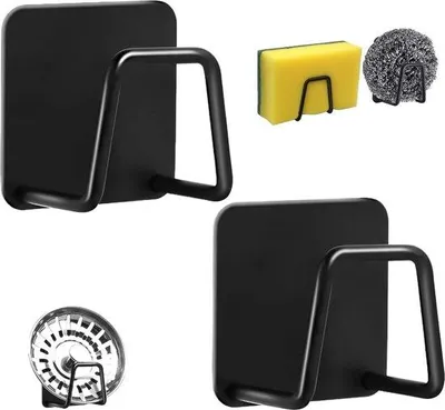 Immagine prodotto di 2 supporti per bacinelle in acciaio inossidabile, neri, per la cucina