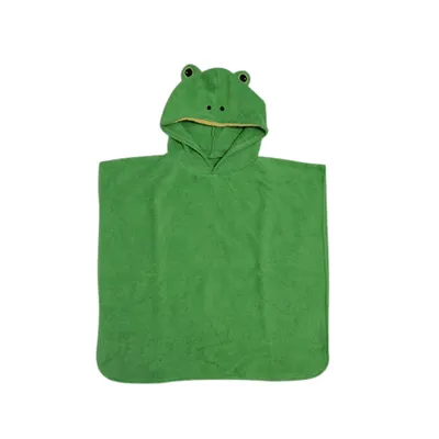 Produktbild von Bio Badeponcho Frosch mit Kapuze für Kinder 2-6 Jahre, 57 x 57 cm