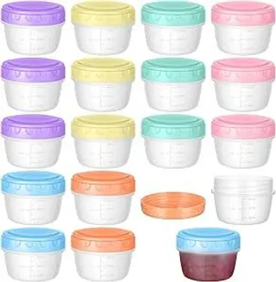 Immagine prodotto di Contenitori per alimenti surgelati, set da 18 pezzi da 80 ml - Piccoli e a prova di perdite, con coperchio - ideali per il congelatore, salse e conservazione degli alimenti