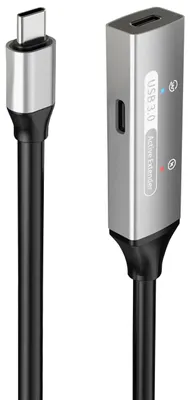 Produktbild von PREMIUMCORD Aktives USB-C Verlängerungskabel mit Repeater 30m, Typ-C Buchse auf Stecker, USB 3.2 Gen 1 SuperSpeed 5Gbit/s, 2x Geschirmt, Aluminiumgehä