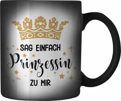 Produktbild von Trendation - Farbwechsel Zauber-Tasse Prinzessin Geschenk Mädchen Jugendliche Tochter Lustiger Spruch Geschenkiee Geburtstag Lustig (Schwarz)