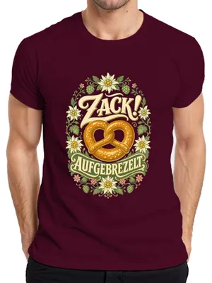 Obrázok produktu pre Zack! Tradičný bavorský outfit: "Edelweiß", kožená bunda, tradičné bavorské oblečenie, pánske tričko, bordó, veľkosť XL