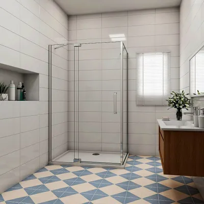 Produktbild von P3GSPG 80x90X195cm Duschkabine Scharniertür 8mm NANO Glas