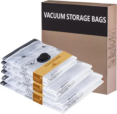 Obrázok produktu pre Vákuové vaky na oblečenie – sada 6 kusov – vhodné na cestovanie, prikrývky, vankúše