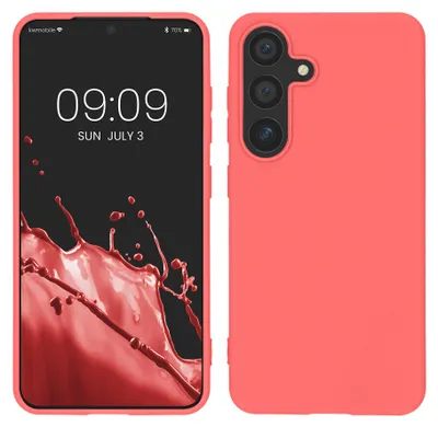 Produktbild von kwmobile Handyhülle für Samsung Galaxy S25 Hülle - TPU Case - Kabelloses Laden - Schutzhülle Cover in Neon Koralle