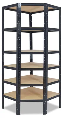 Obrázek produktu pro shelfplaza BLACK 200x70x45cm Cornered Shelf v černá provedení s 6 policemi a nosností 145 kg na polici