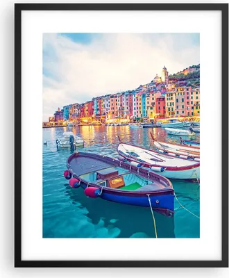 Produktbild von Gerahmtes Poster - Schwarzer Rahmen - Porto Boote die Farben - 40x50 cm - Wand Bild - Wanddeko - Wandbilder - Kunstposter - Wandposter - Bilderrahmen - Bilder - Kunstdruck - P2BPA40x50-4395