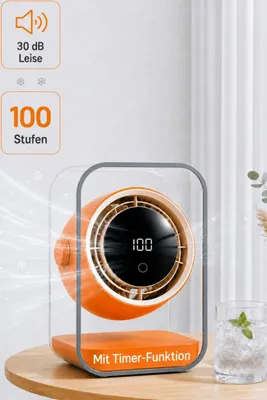 Produktbild von Tischventilator, Ventilator leise, 720° einstellbar, 3 Timer-Stufen (3/6/9h), 100 Geschwindigkeiten, Ventilatoren USB, LED display, Überall einsetzbar