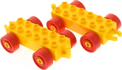Produktbild von 2x Lego Duplo Anhänger 2x6 gelb Reifen rot Auto Schiebe Zug mit Steg 2312c02
