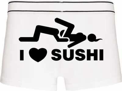 Produktbild von Boxershorts - Mann - Boxer-0035-man-white-h-L - weiß - L - hinten - I love liebe Sushi - lustiges Motiv - Spruch - Unterwäsche - Unterhose - Freizeit - lustig