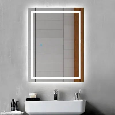Produktbild von Badspiegel mit Beleuchtung Badezimmerspiegel Wandspiegel mit Touch Schalter, Beschlagfrei, Kaltweiß (50x70 cm)