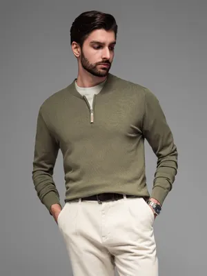 Immagine prodotto di Ombre Clothing Maglione con zip da uomo Sila Olive XL
