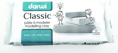 Produktbild von Lufttrocknende Modelliermasse Darwi "Classic" 500g Packet - Farbton: Weiß