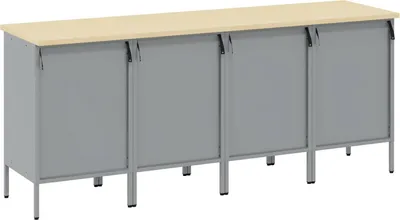 Obrázok produktu pre vidaXL Pracovný stôl so zásuvkami 4 ks Červená a sivá 200 x 55 x 85 cm