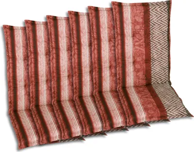 Produktbild von GO-DE Textil, Sesselauflage Mittellehner, 6er-Set, Farbe: rot, Maße ca.: 108 cm x 50 cm x 6 cm