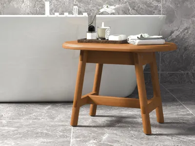 Produktbild von Destiny Badhocker SPA & LIVING Saunabank oval 65x42x46 cm Teak