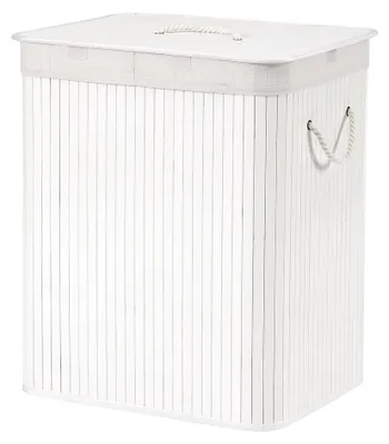 Produktbild von Wäschekorb mit Deckel 2 Fächer 120 Liter | Weiß | 50x40x61cm