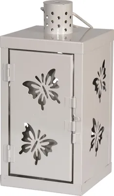 Produktbild von Laterne Metall Schmetterling motiv taupe/grau 25 cm
