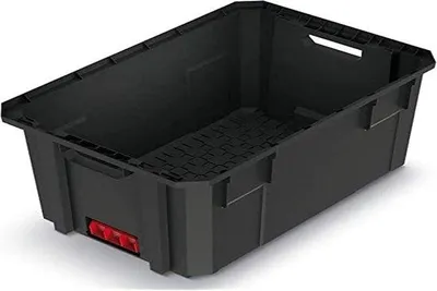 Image de Bac de rangement empilable en plastique, capacité de 25 kg, noir, 544 x 362 x 300 mm