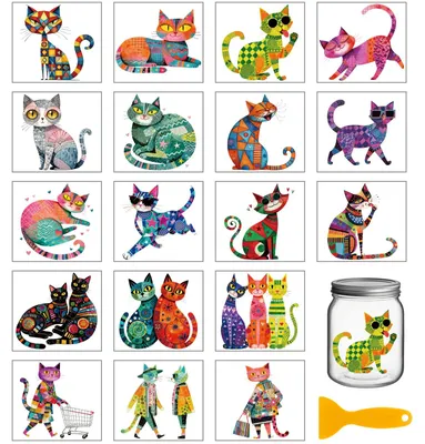 18 Katzen-Transfersticker 9,9x9 cm selbstklebend