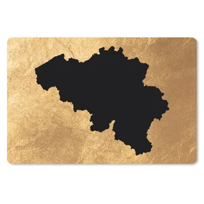 Produktbild von MuchoWow® Schreibtischunterlage Karte Belgien - Schwarz - Gold 60x40 cm - XXL Mauspad - Großes Mauspad