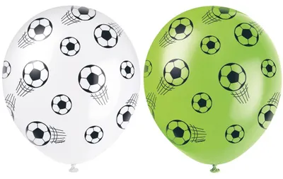 Produktbild von 5 Stück Latex Ballons 30cm im Fußball-Design, Weiß Grün, geeignet für Luft und Helium