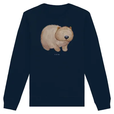 Produktbild von Mr. & Mrs. Panda Bio Baumwoll Pullover Wombat Größe M - French Navy - Geschenk, Sweater, Sweatshirt, Pulli, Lustige Sprüche, Das Leben Ist schön, Spruch, Motivation