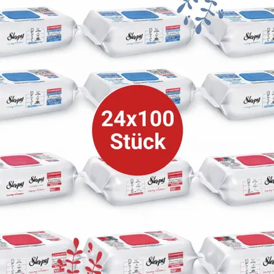 Produktbild von Sleepy Easy Clean Oberflächenreinigungstücher – 12x100 Kirsche + 12x100 Blau | Schnelle Pflege