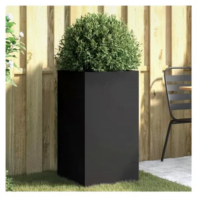 Produktbild von Pflanzkübel Schwarz 42x38x75 cm Stahl, Blumentopf für Garten, Balkon und Terrasse