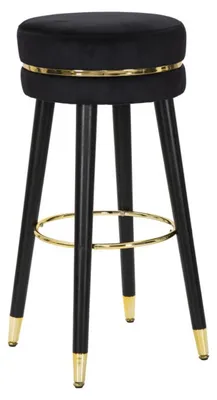 Immagine prodotto di Sgabello da bar Paris nero e gold in tessuto su gambe nere – H 74 cm