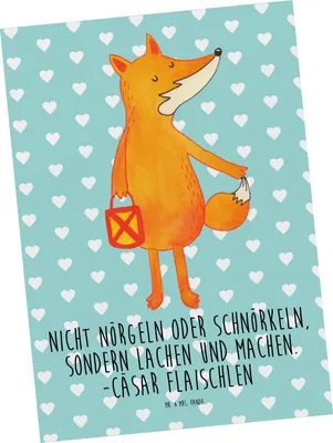 Produktbild von Mr. & Mrs. Panda Postkarte Fuchs Laterne - Türkis Pastell - Geschenk, Laternenumzug, Sankt Martin, Postkarten, Ansichtskarte, Grußkarte, Optimistisch, Liebeskummer Spruch