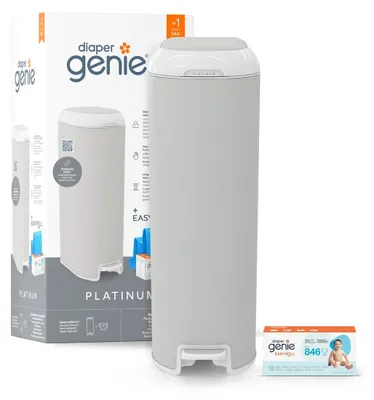 Image de Poubelle à couches Gris - Inox - Pédale - Avec recharge 18 sacs - Sans odeur