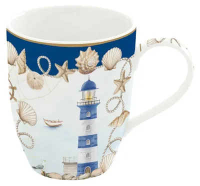 Produktbild von Becher, Tasse BLUE LIGHTHOUSE Leuchtturm 350ml aus Porzellan in GB Easy Life