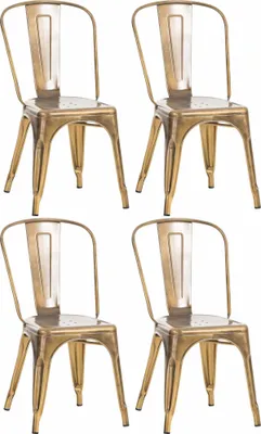 Produktbild von CLP 4er Set Stapelstühle Benedikt stapelbar Rückenlehnen Metall bis 200 kg belastbar gold