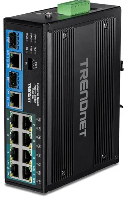 Produktbild von TRENDnet TI-BG104 10 Port Rail Switch, Industrial Gigabit PoE++ DIN-Rail
