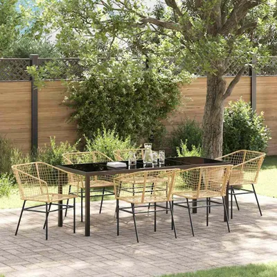 Image de Mobilier d'extérieur exclusif - Ensemble de jardin pour 7 personnes, couleur marron, en résine tressée