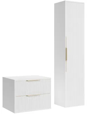 Immagine prodotto di Mobile lavabo Rimini 80 cm - Bianco opaco - Mobile bagno con colonna