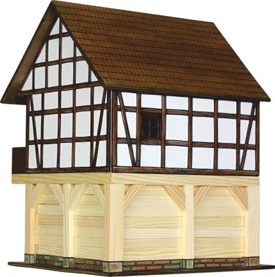 Produktbild von Holz-Bausatz 'Balkenspieß' zum Selbstbauen und Zusammenkleben, inklusive Anleitung
