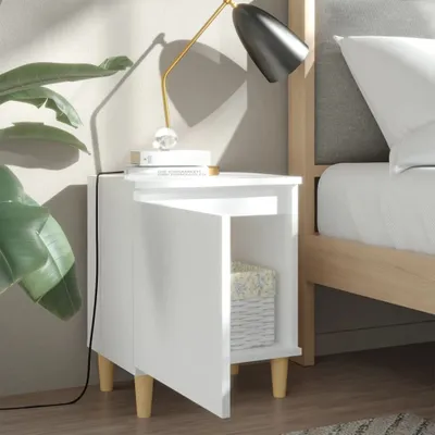 Produktbild von "im Sonderangebot"Nachttisch Elegantes Design - Beistelltisch - Nachtschrank - mit Massivholz-Beinen Weiß 40x30x50 cm DEMöbel 2951453