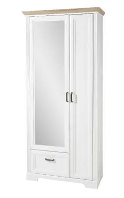 Produktbild von Dielenschrank JASMIN 2-türig mit Spiegel Pinie weiß Nachbildung