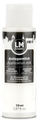 Produktbild von LM-Kreativ Anlegemilch 70 ml, transparent – Spezialkleber für Blattgold, Blattsilber & Schlagmetall, auf Wasserbasis, für Holz, Glas & Keramik
