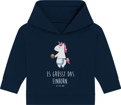 Produktbild von Mr. & Mrs. Panda Organic Baby Hoodie Einhorn Muffin 24. - 36. Monat - French Navy - Geschenk, Kapuzenshirt, Kapuzensweatshirt, Unicorn, Geburtstag, Liebesgrüße, Grüße