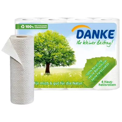 Zdjęcie produktu dla DANKE 414301 Küchenrollen 3-lagig 4 Rollen