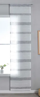 Schiebegardine mit Paneelwagen, 245x60 cm, grau, halbtransparent