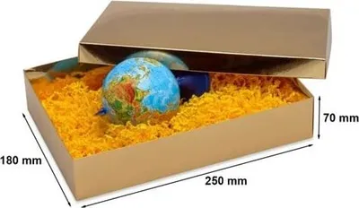 Zdjęcie produktu dla Pudełko Laminowane Ozdobne Na Prezent 250x180x70mm Złote