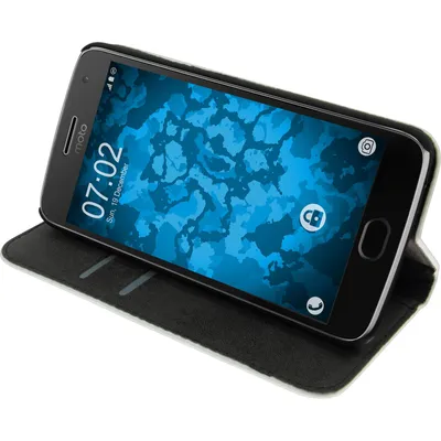 Produktbild von PhoneNatic Kunst-Lederhülle kompatibel mit Lenovo Moto G5 - Book-Case weiß + 2 Schutzfolien